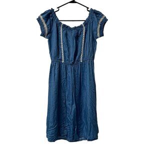 Lush Denim Dress Women Stretchy Comfortable Size Large Preppy Beach‎ Travel City